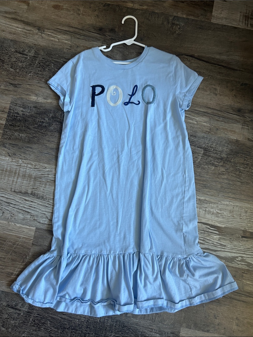 Ralph Lauren Light Blue POLO Ruffle-Hem Kids Dress xl